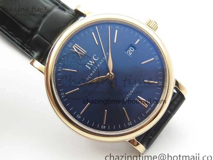 MIROTIME 0203 MoistureWicking Portofino Automatic RG IW356522 FKF 1:1 Best Edition Blue Dial on Black Croco Strap A 7109